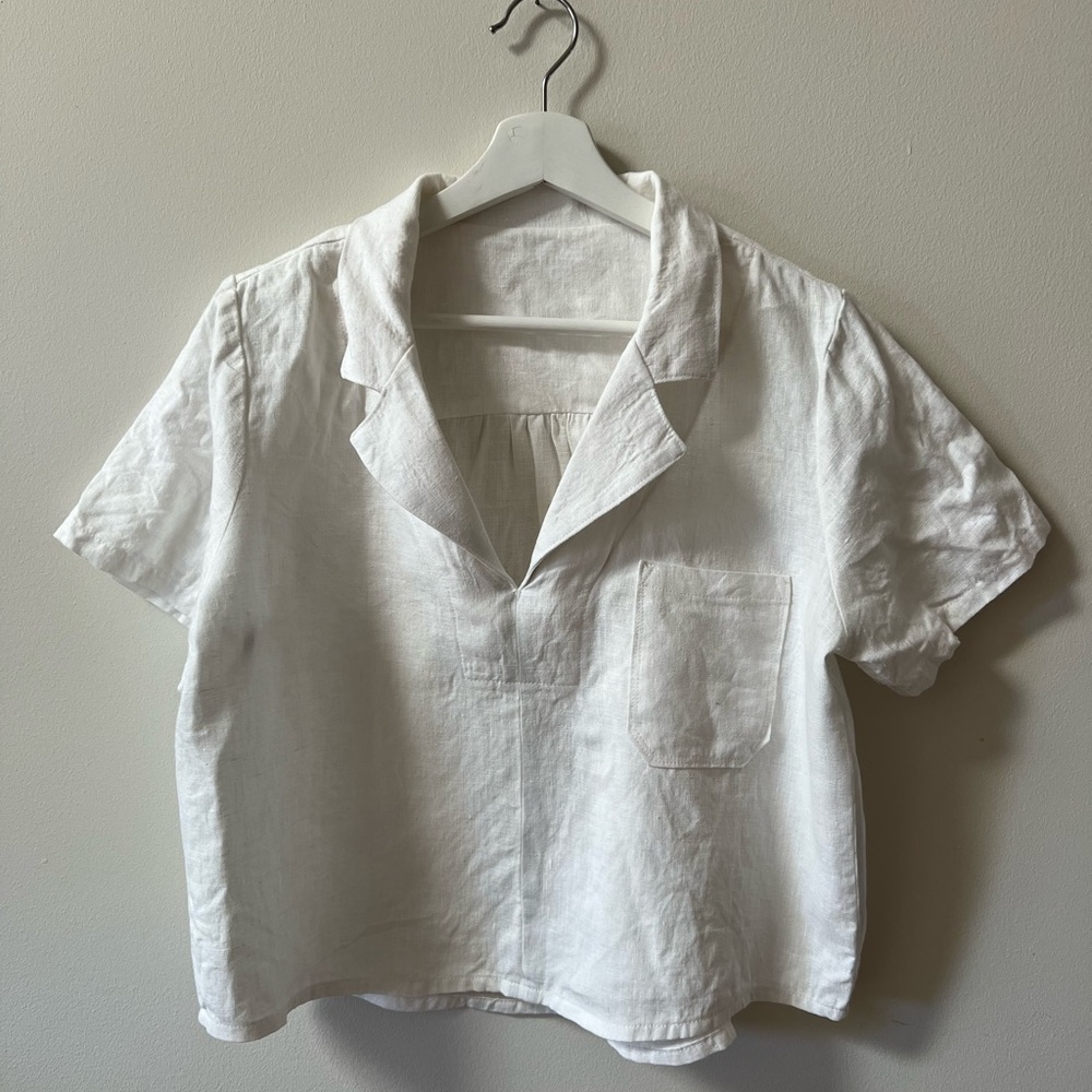 Handmade - linen pullover short sleeve shirt